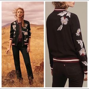 Anthropologie Eleveness Embroidered Bomber Jacket